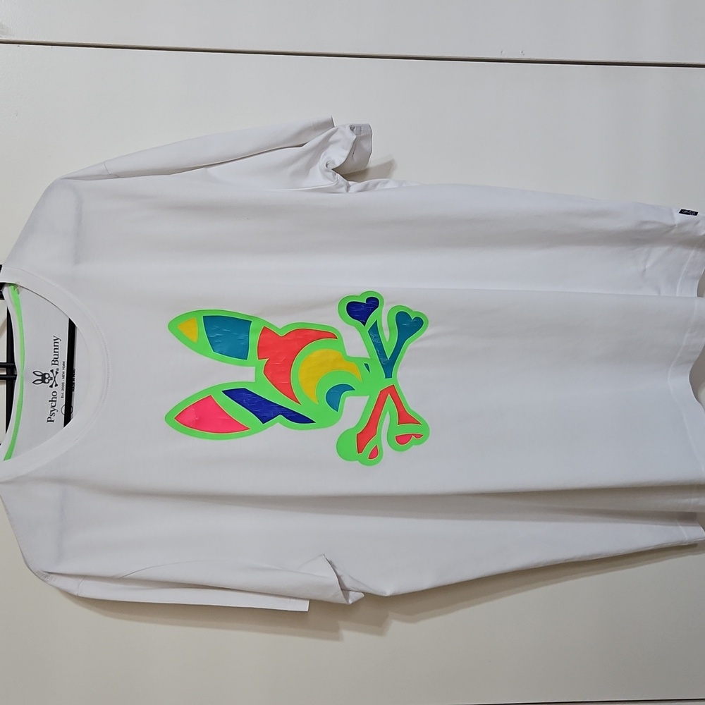 Psycho Bunny Mens White Shirt Size 8=XXL No Stains Or Marks  Cracking On Logo
